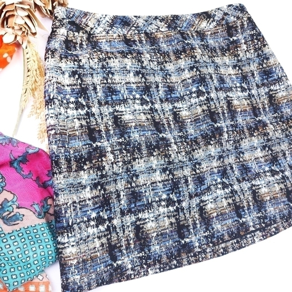 J. Crew Dresses & Skirts - J. CREW Blue Black Multicolored Textured Skirt Size  8